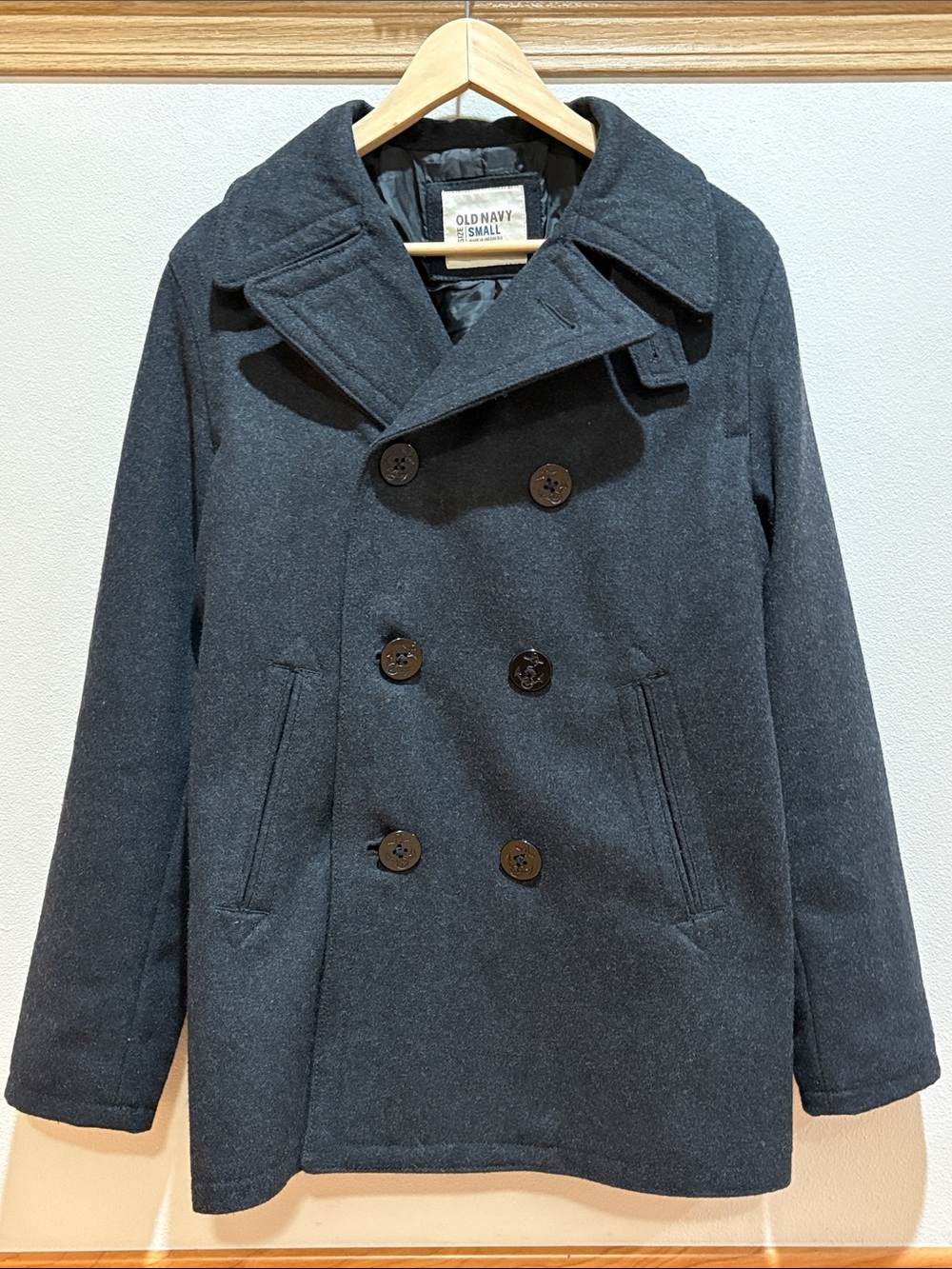 Old Navy Dark Gray Double-Breasted Peacoat